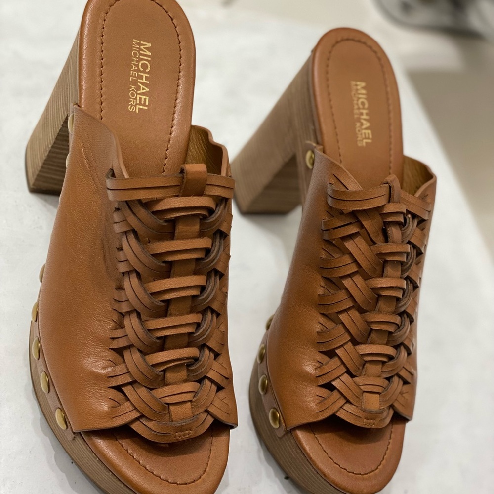 Michael KORS Wesley block heels leather mules excellent condition 5 inch heels - Picture 9 of 9